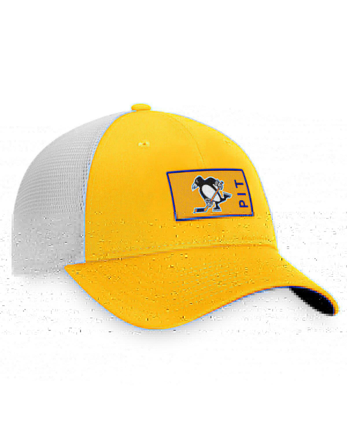 Fanatics Branded Gold/white Pittsburgh Penguins Authentic Pro Trucker Snapback Hat In Gold,white
