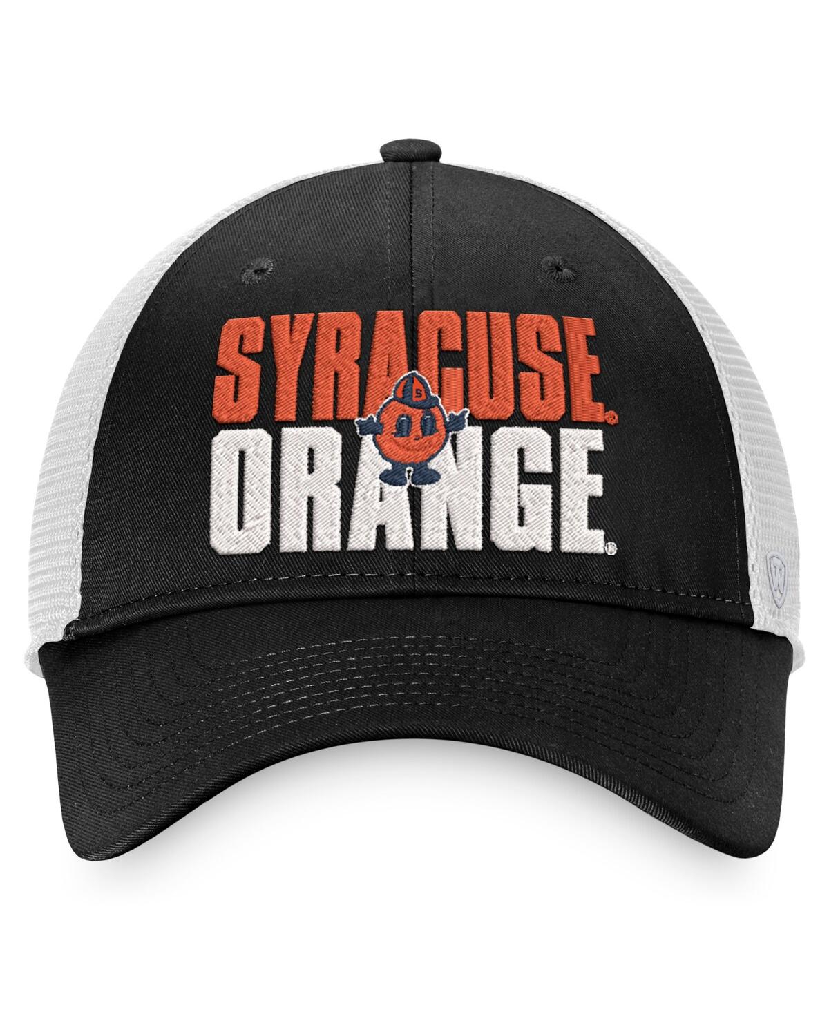 Top Of The World Men's  Black, White Syracuse Orange Stockpile Trucker Snapback Hat In Black,white