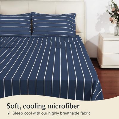 4-PC Striped Silky Soft Cooling Deep Pocket Sheet Set, King