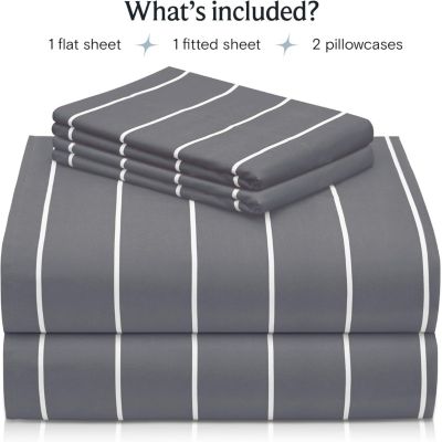 4-PC Striped Silky Soft Cooling Deep Pocket Sheet Set, California King.