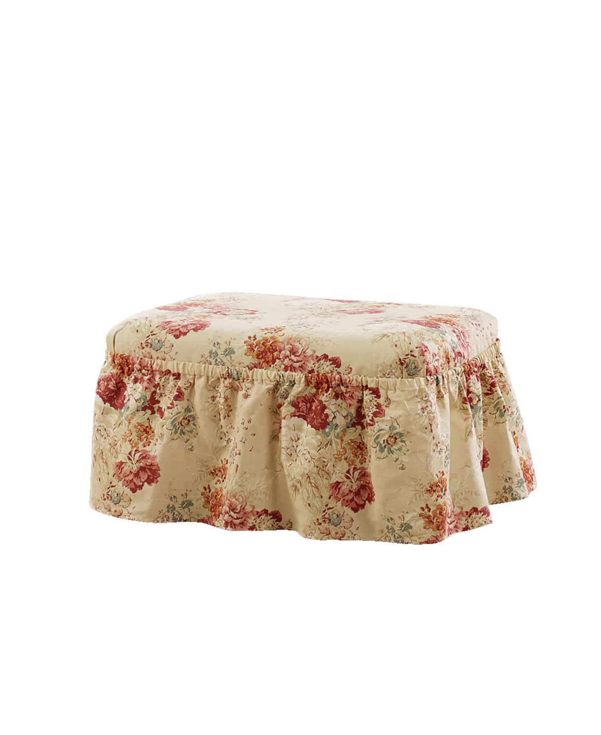 Waverly Ballad Bouquet Ottoman Slipcover Set, 30" X 26" X 20" In Blush