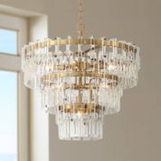 Vienna Full Spectrum Wallingford Antique Brass Chandelier 16 Wide French  Crystal Glass 6-Light Fixture for Dining Room House Kitchen Island Entryway  