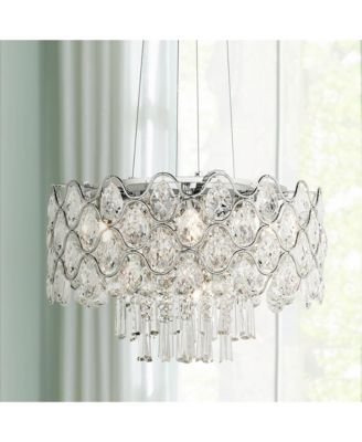Vienna Full Spectrum Angotti Chrome Hanging Chandelier Lighting 19 Wide Modern Round Clear Crystal Sparkle 9 Light Fixture for Dining Room Living House Home Foyer Kitchen Island Entryway Bedroom Macy ...