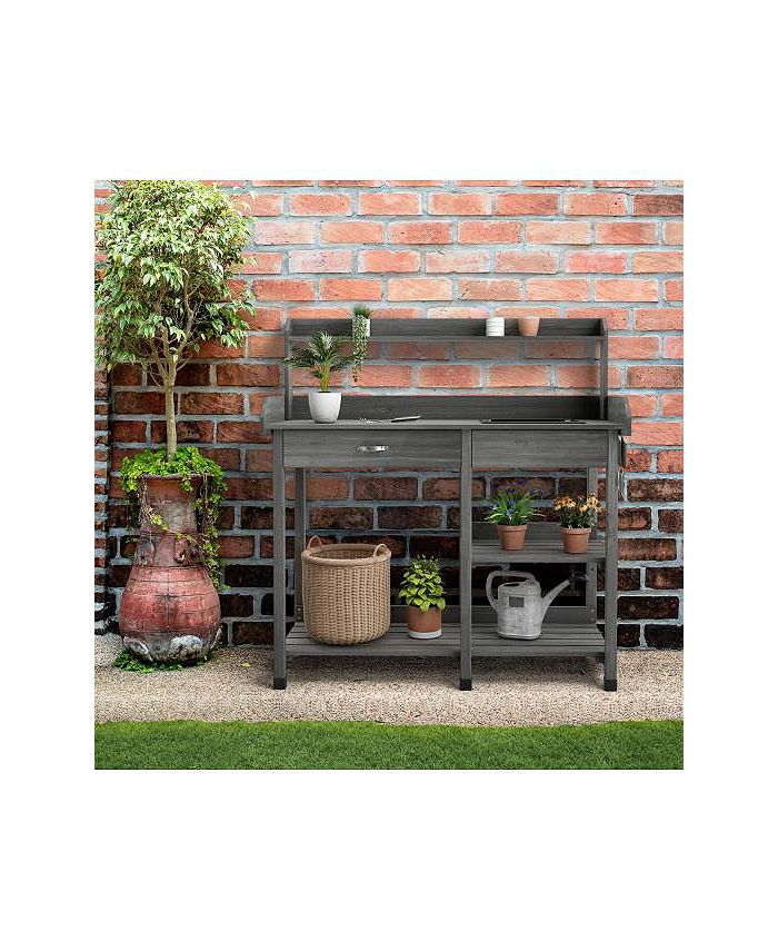 Slickblue Outdoor Garden Potting Bench Lawn Patio Table Storage Shelf