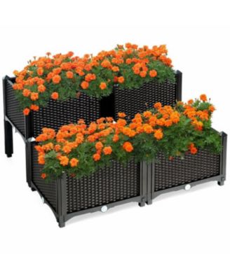 Set of 4 Elevated Flower Vegetable Herb Grow Planter Box