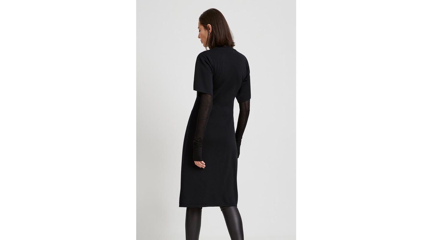 Женский свитер Marcella Koya Merino Wool Faux-Wrap Asymmetric-Hem Sweater Tunic, цвет: Чёрный — фото 3