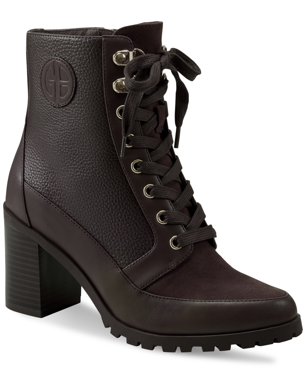 Giani Bernini Women s Keegann Memory Foam Lace Up Lug Sole Booties Created for Macy s Brown Smart Closet