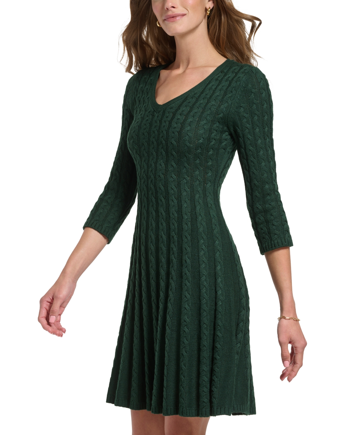 Jessica Howard Women's Mock Neck Cable-Knit Sweater Dress