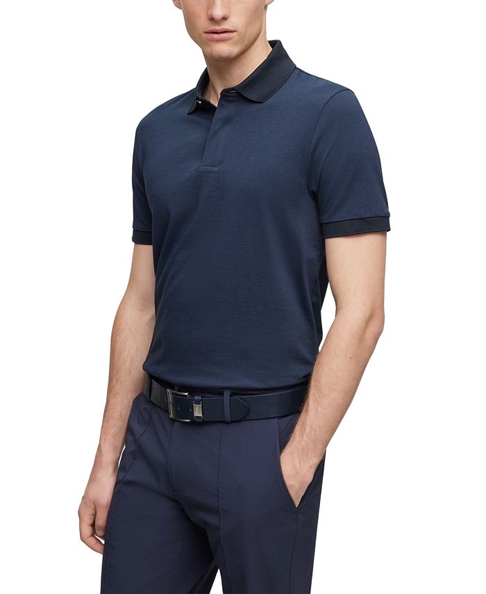 Men s Slim Fit Micro Pattern Polo Shirt