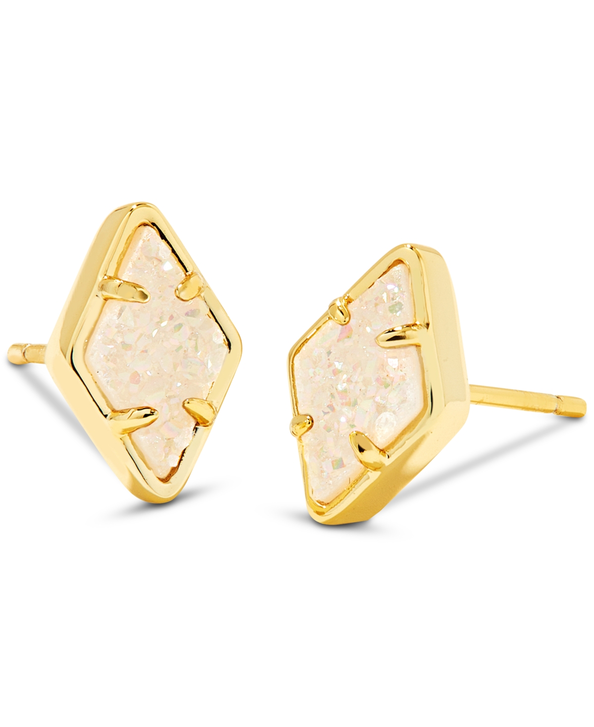 Drusy Stone Diamond-Shape Stud Earrings - GOLD IRIDESCENT DRUSY Sweet