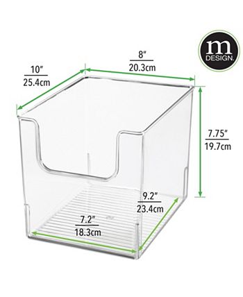 mDesign Kitchen Plastic Storage Organizer Bin with Open Front - 6 Pack - Clear