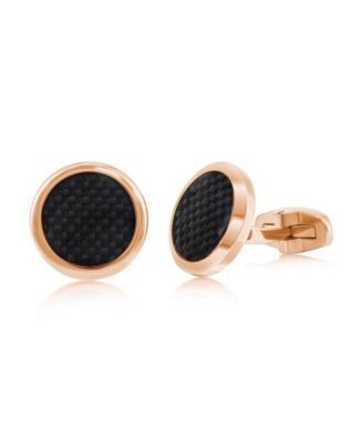 Stainless Steel Black Carbon Fiber Cuff Links
