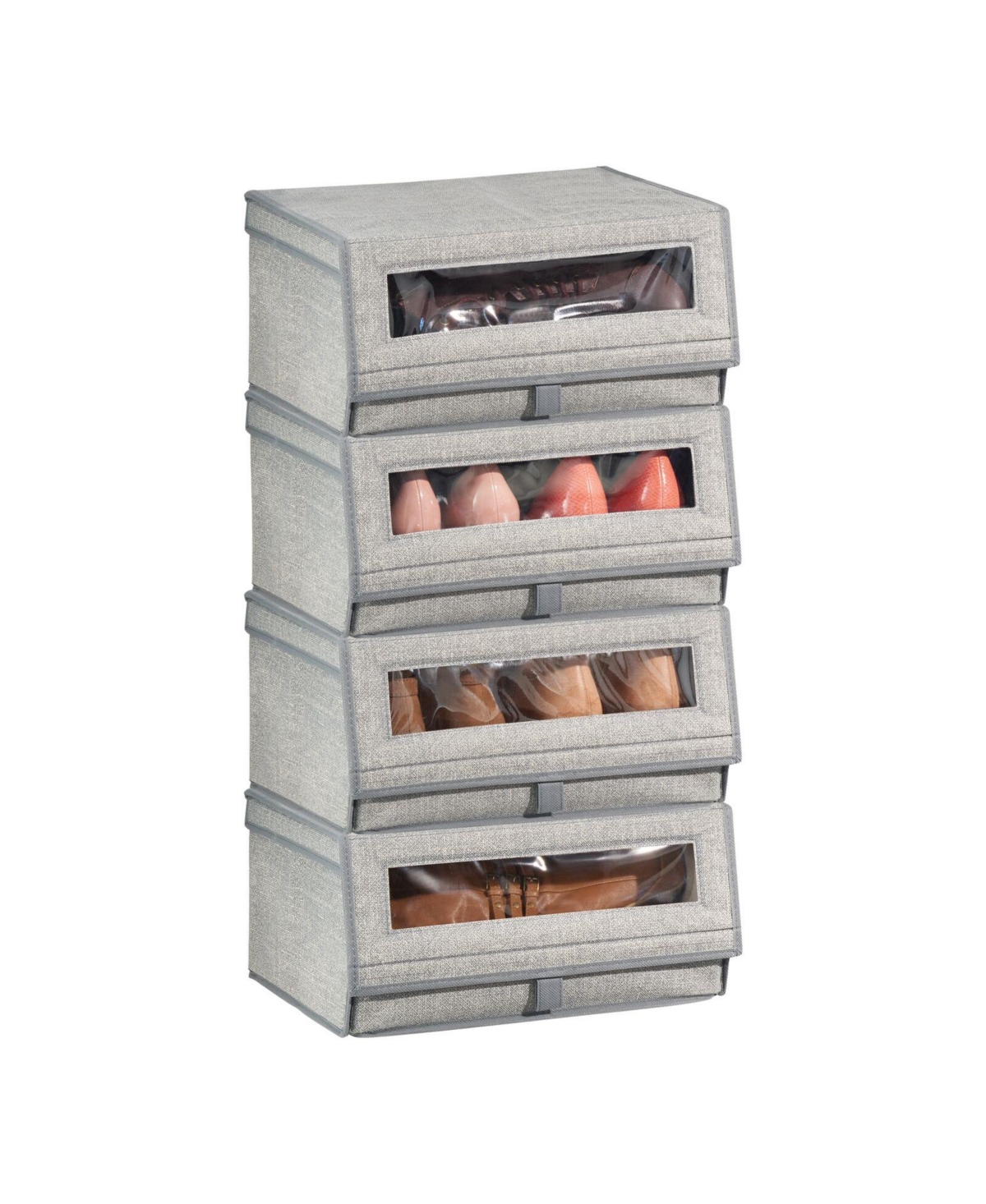 Mdesign Large Fabric Closet Shoe Storage Box, 4 Pack, Gray ModeSens