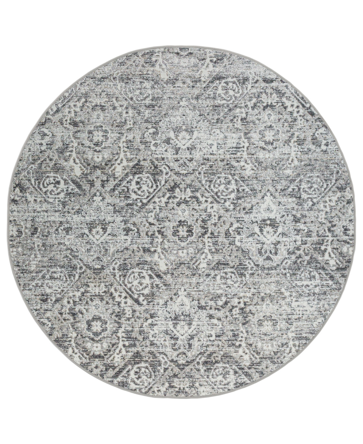 Km Home Teola 1244 7'10in x 7'10in Round Area Rug - Gray