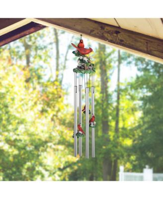 23" Long Northern Cardinals Round Top Wind Chime Home Decor Perfect Gift for House Warming, Holidays and Birthdays