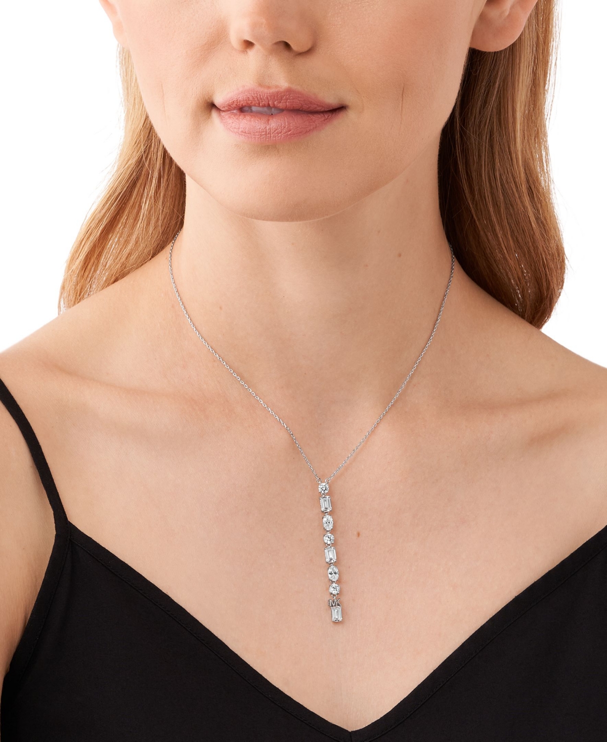 Shop Michael Kors Sterling Silver Mixed Stone Lariat Necklace