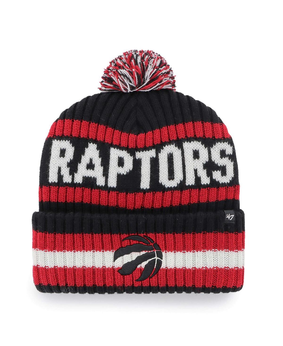 Shop 47 Brand Men's ' Black Toronto Raptors Bering Cuffed Knit Hat With Pom