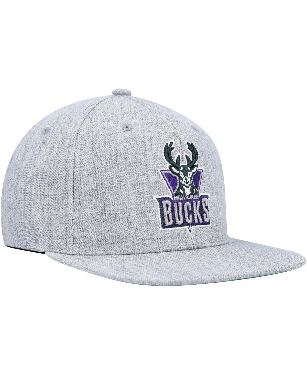 Mitchell & Ness Men's  Heather Gray Milwaukee Bucks Hardwood Classics 2.0 Snapback Hat In Heather Gray