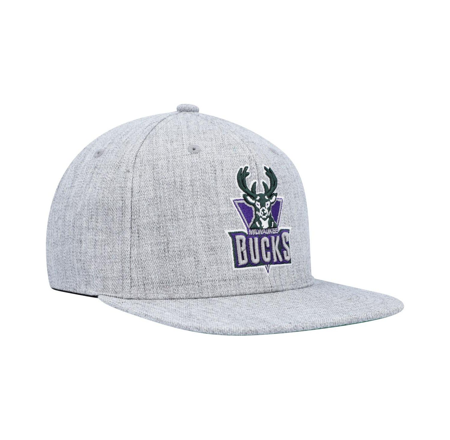 Men's Heather Gray Milwaukee Bucks Hardwood Classics 2.0 Snapback Hat