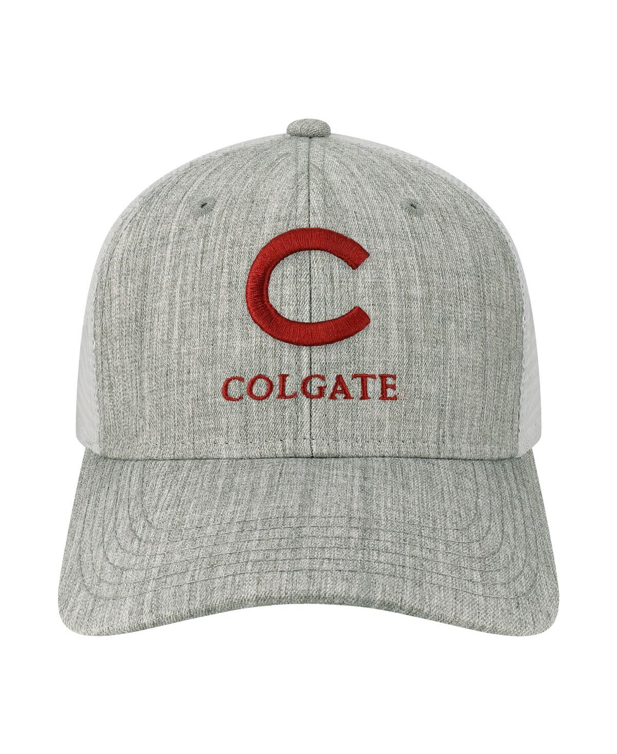 LEGACY ATHLETIC MEN'S HEATHER GRAY, WHITE COLGATE RAIDERS ARCH TRUCKER SNAPBACK HAT 