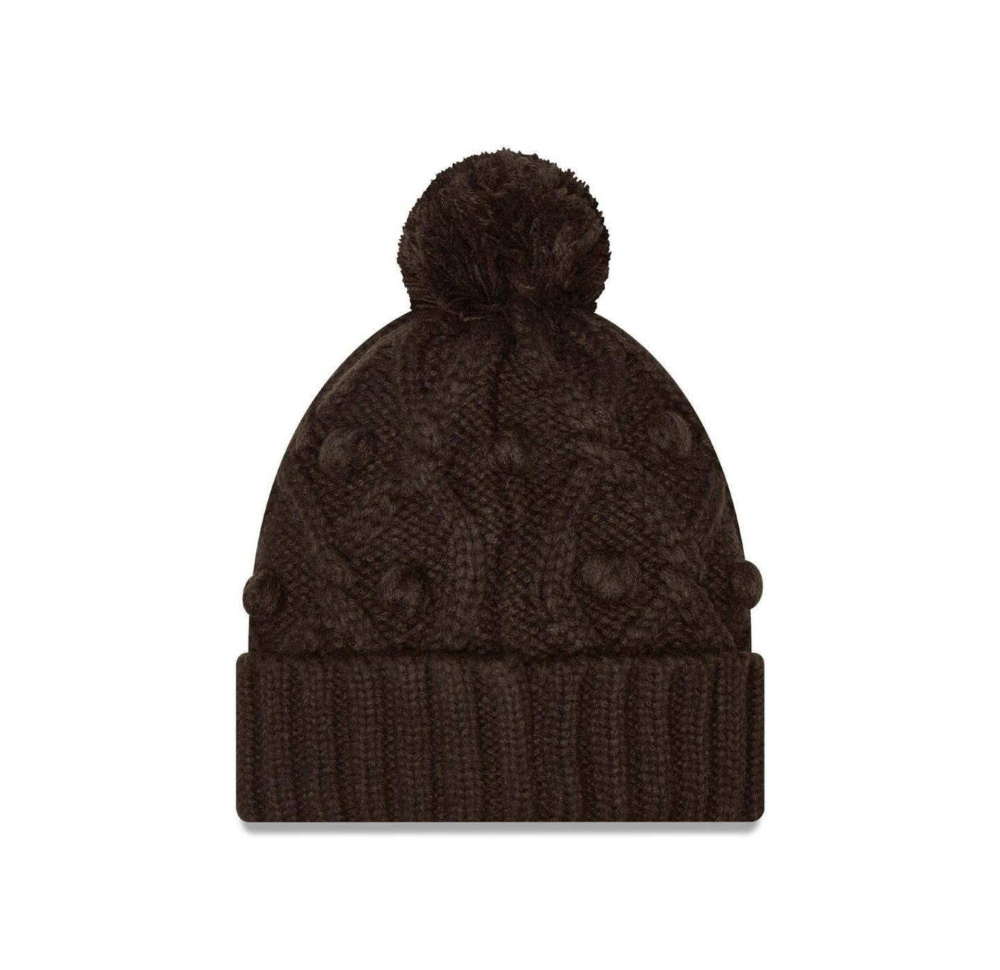Женская шапка New Era Brown Cleveland Browns Toasty Cuffed Knit Hat with Pom — фото 2