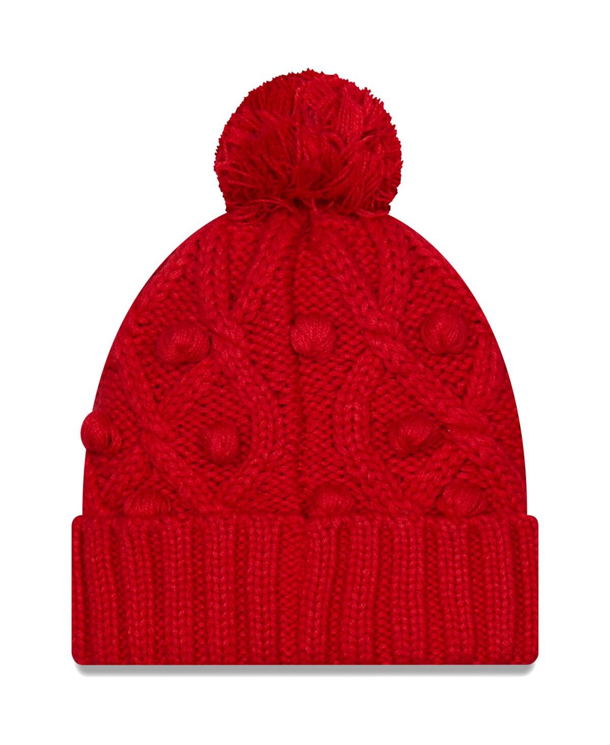 Shop New Era Big Girls  Red Tampa Bay Buccaneers Toasty Cuffed Knit Hat With Pom