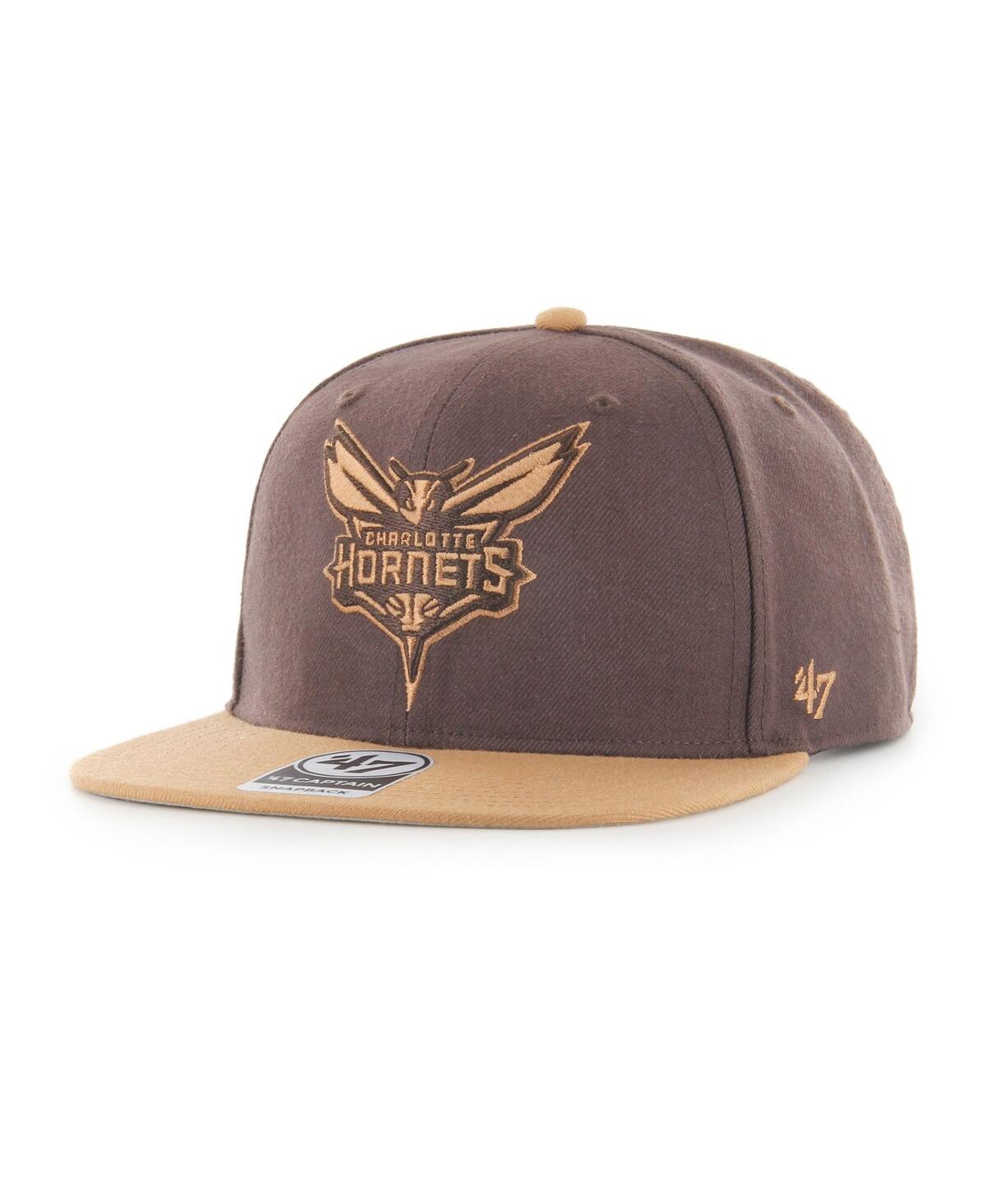 47 Brand Men's ' Brown Charlotte Hornets No Shot Two-tone Captain Snapback Hat