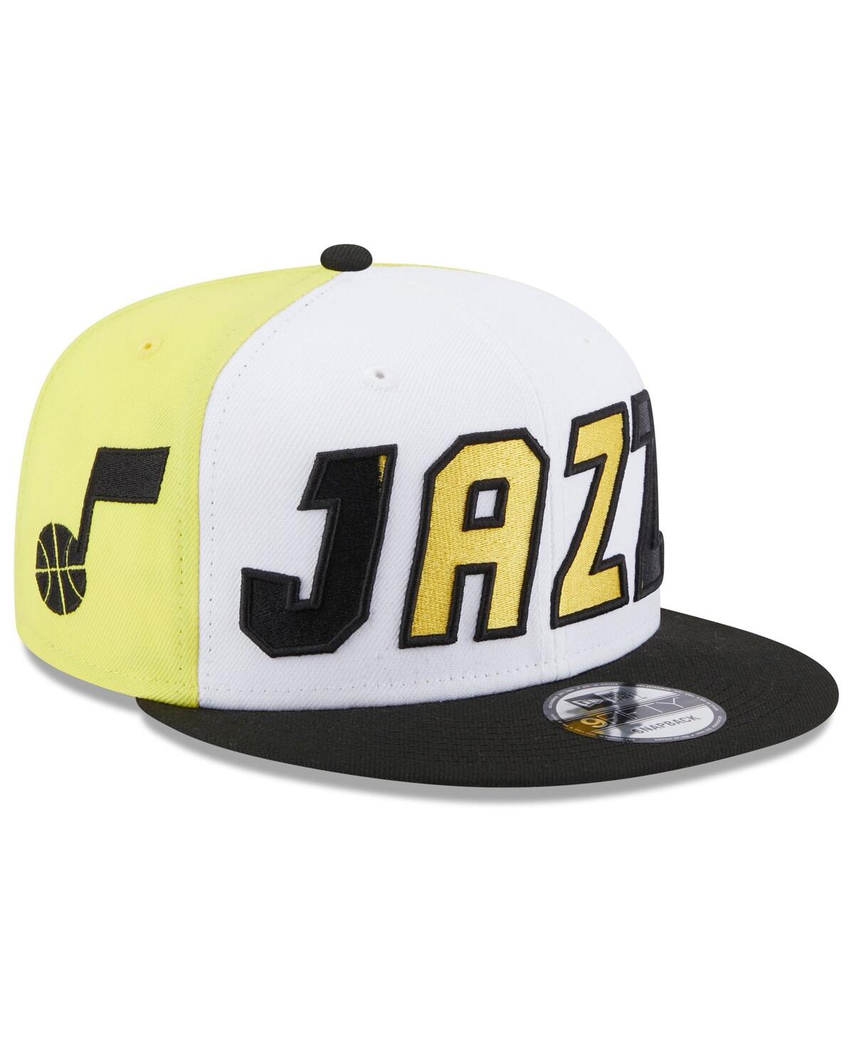 Shop New Era Men's  White, Black Utah Jazz Back Half 9fifty Snapback Hat In White,black
