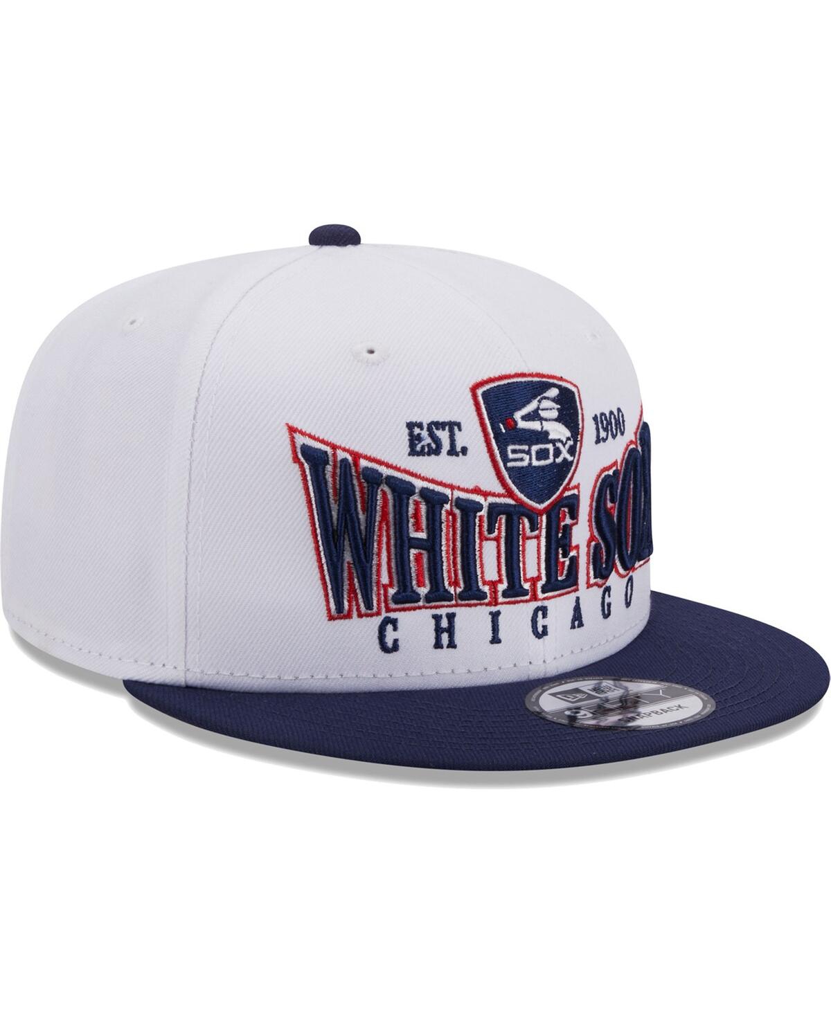 New Era Men's  White, Navy Chicago White Sox Crest 9fifty Snapback Hat In White,navy