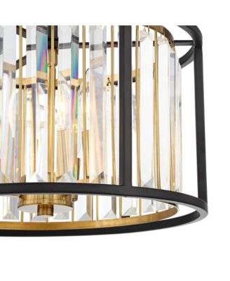 Milne Modern Ceiling Light Semi Flush Mount Fixture 14" Wide Bronze Brass 3-Light Clear Crystal for Bedroom Kitchen Living Room