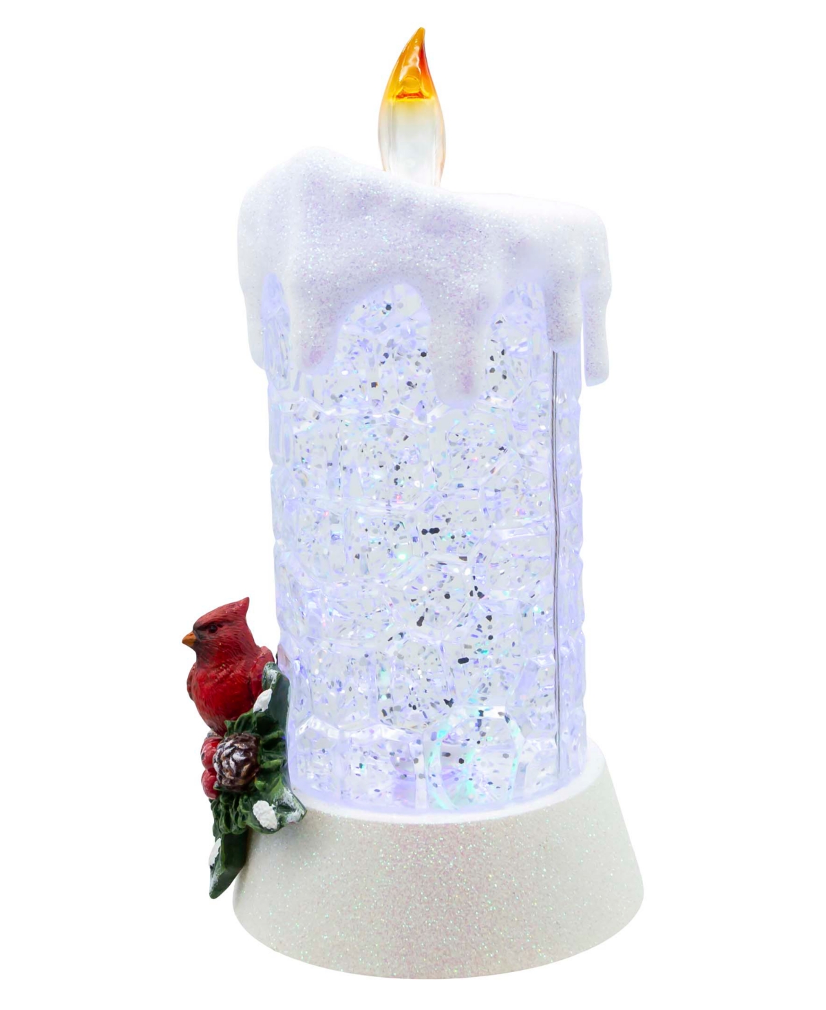 Kurt Adler 8.5" Battery Operated Color Changing Led Lighted Cardinal Candle In Clear