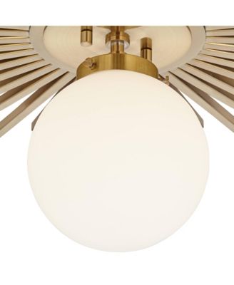 Hazel Modern Ceiling Light Semi Flush Mount Fixture 24" Wide Warm Brass White Globe Shade for Bedroom Kitchen Living Room Hallway