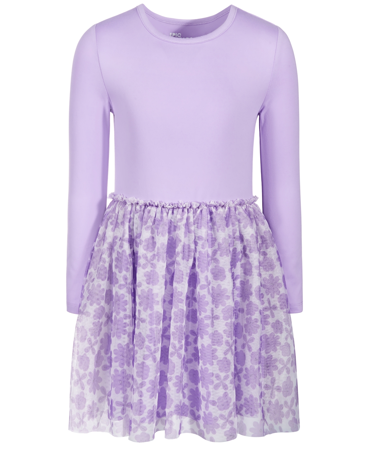 Epic Threads Kids' Toddler & Little Girls Long-sleeve Happy Flower Tulle Dress, Created For Macy's In Purple Roses