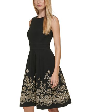Calvin klein black embroidered dress hotsell