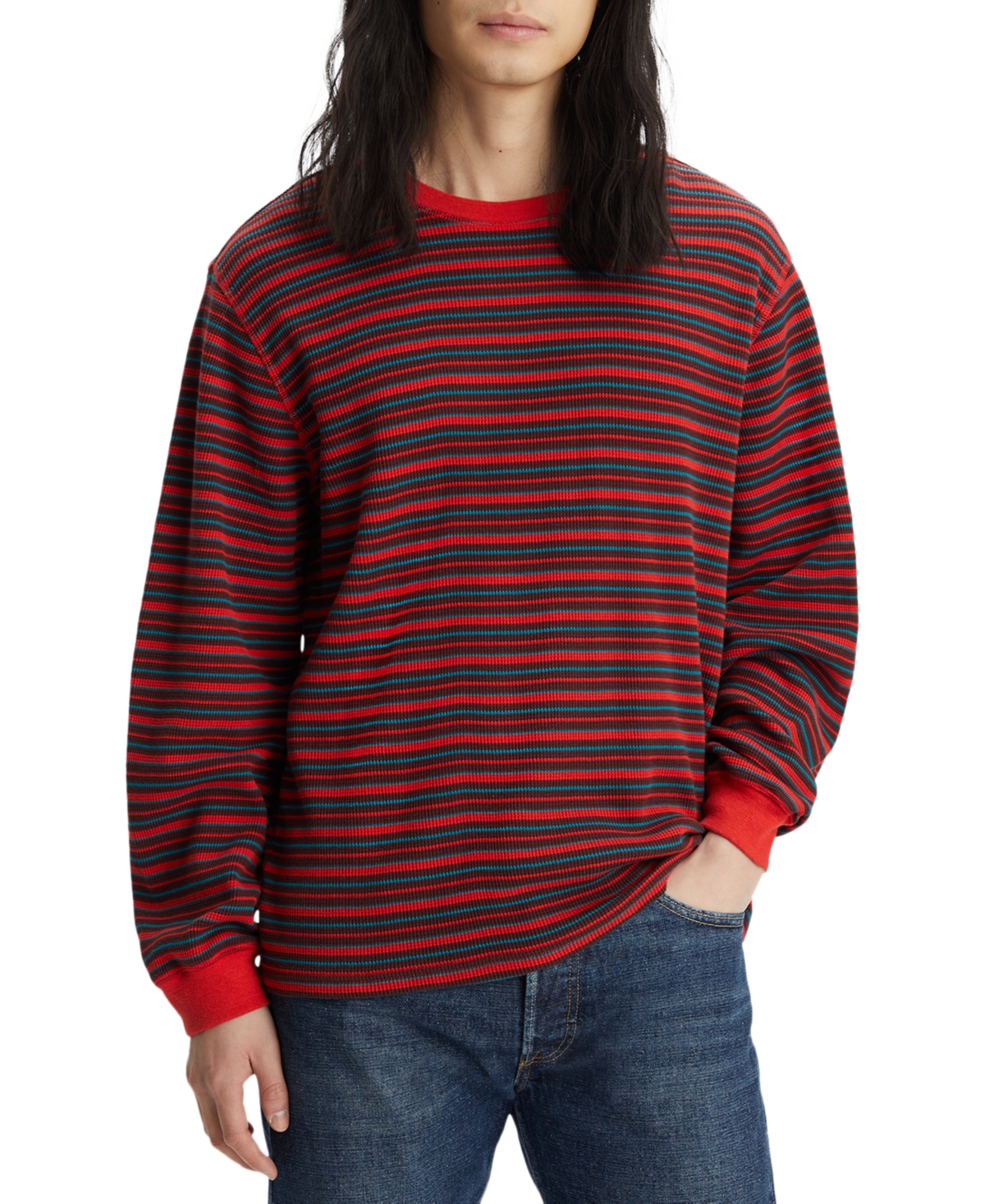 Levi's Men's Waffle Knit Thermal Long Sleeve T-shirt In Valiant Poppy