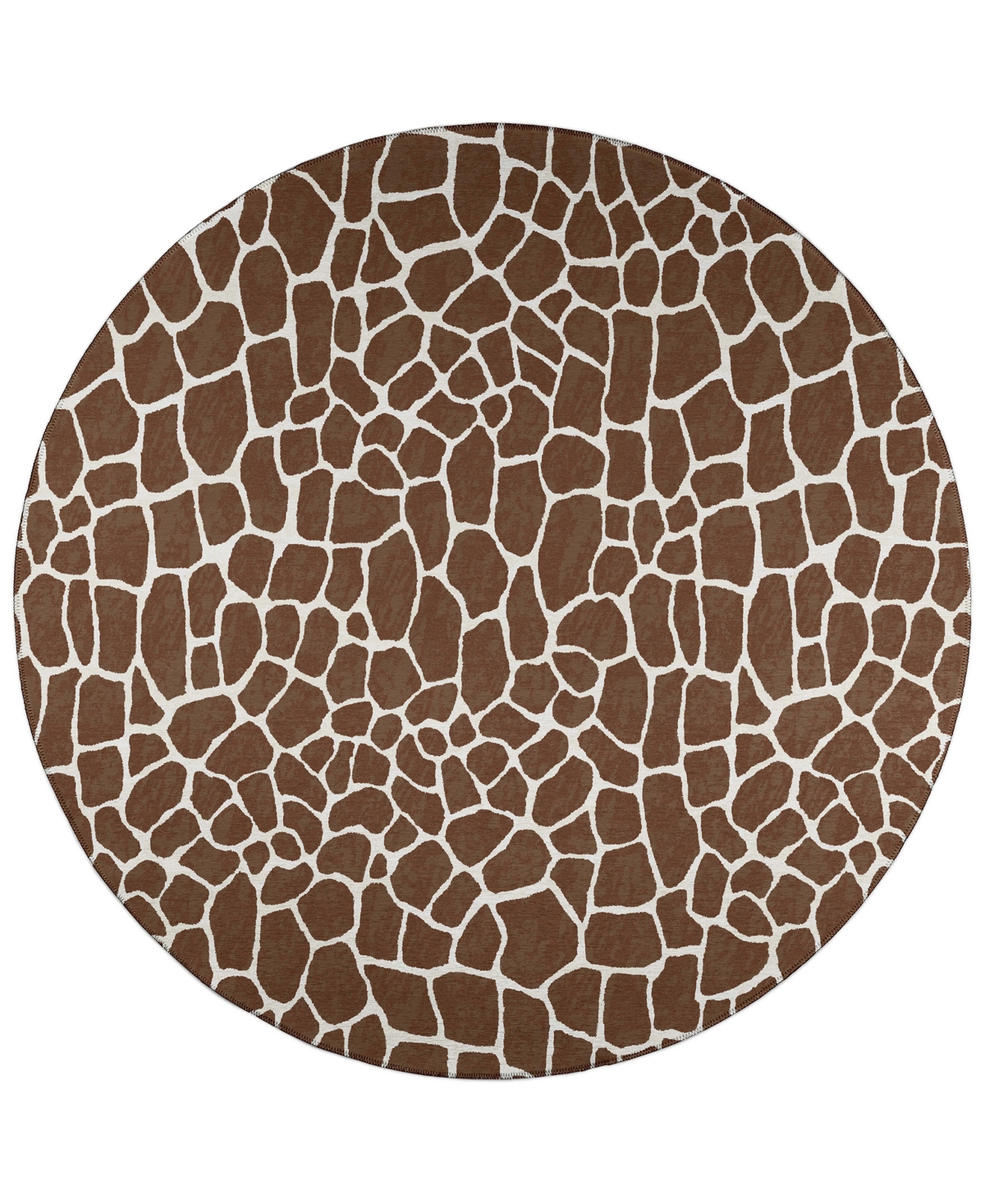 Addison Safari Outdoor Washable ASF34 8' x 8' Round Area Rug - Coffee