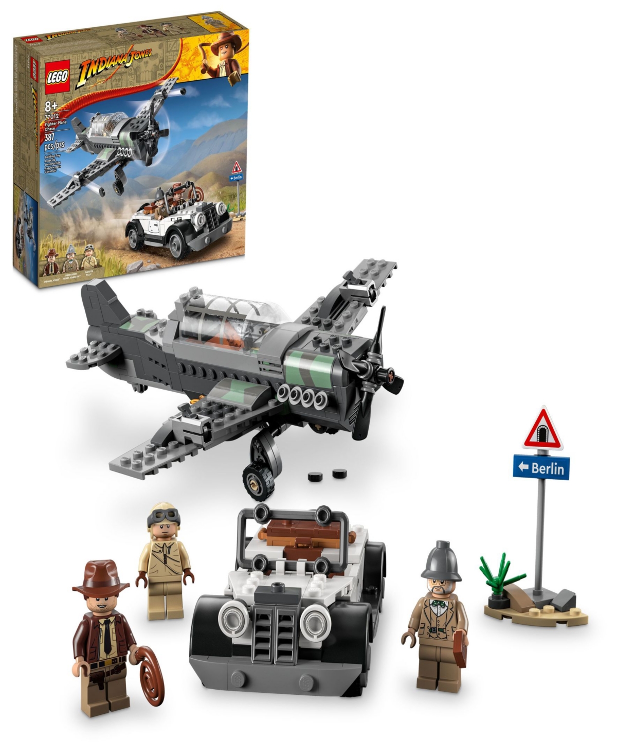 Lego Indiana Jones 77012 Fighter Plane Chase Toy Airplane Building Set With Indiana Jones, Professor Henr In Multicolor