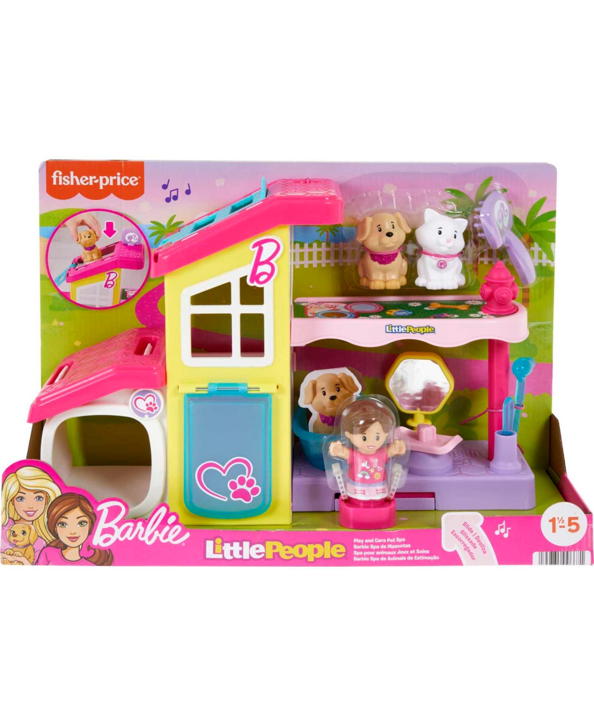 Shop Fisher Price Little People Barbie Play And Care Pet Spa Musical Toddler Playset, Set In Multi-color