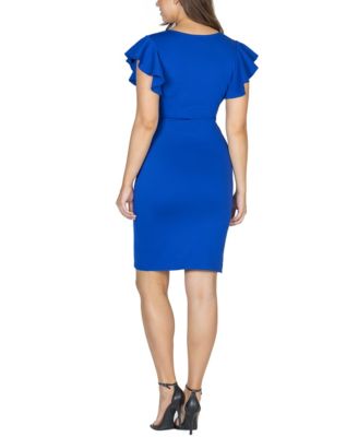 Women's V-neck Ruffle Sleeve Knee Length Dress