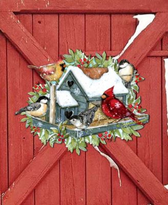Winter Cardinals Christmas Wooden Door Hanger Wall Decor S. Winget