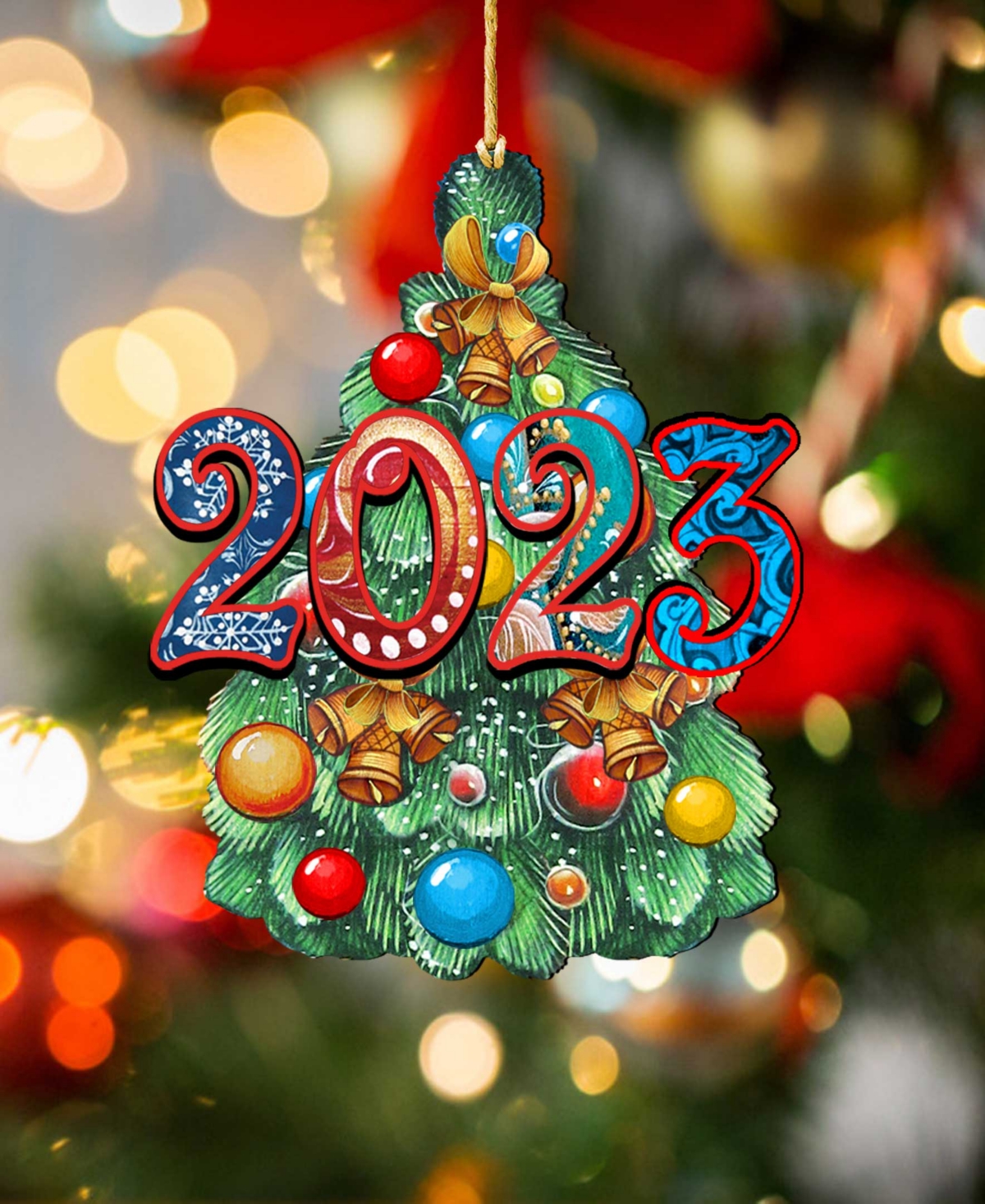 Shop Designocracy Celebration 2023 Dated Christmas Wooden Ornaments Holiday Decor Set Of 2 G. Debrekht In Multi Color