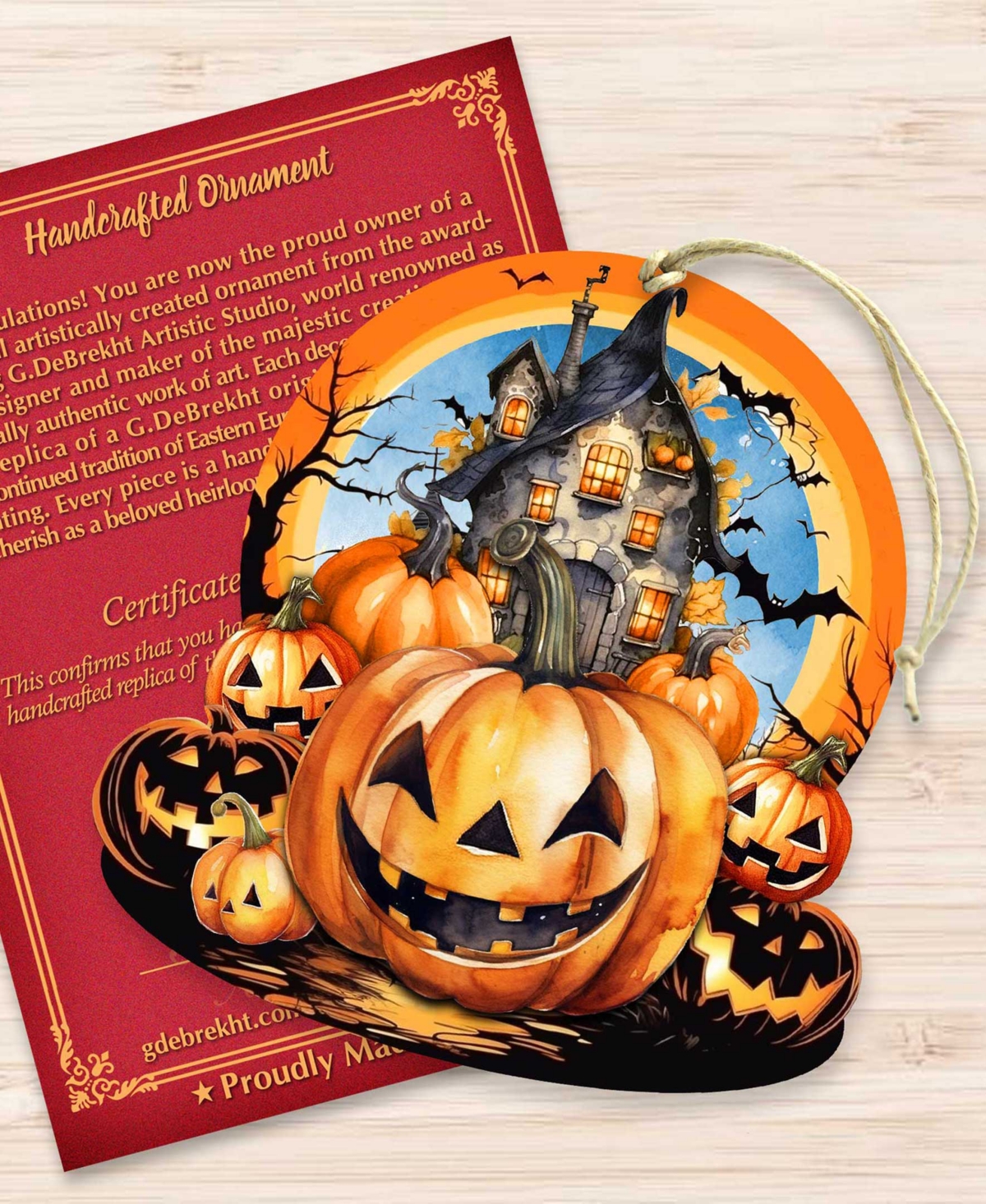 Shop Designocracy Holiday Wooden Ornaments Haunted House Home Decor G. Debrekht In Multi Color