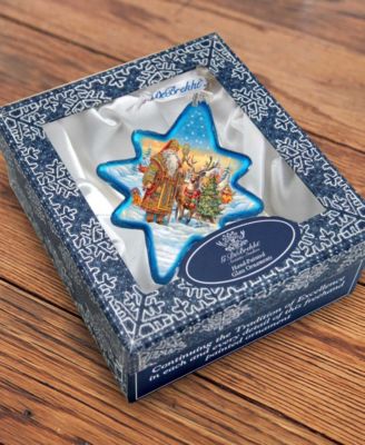 Santa with Reindeer Star Mercury Glass Christmas Ornaments G. DeBrekht