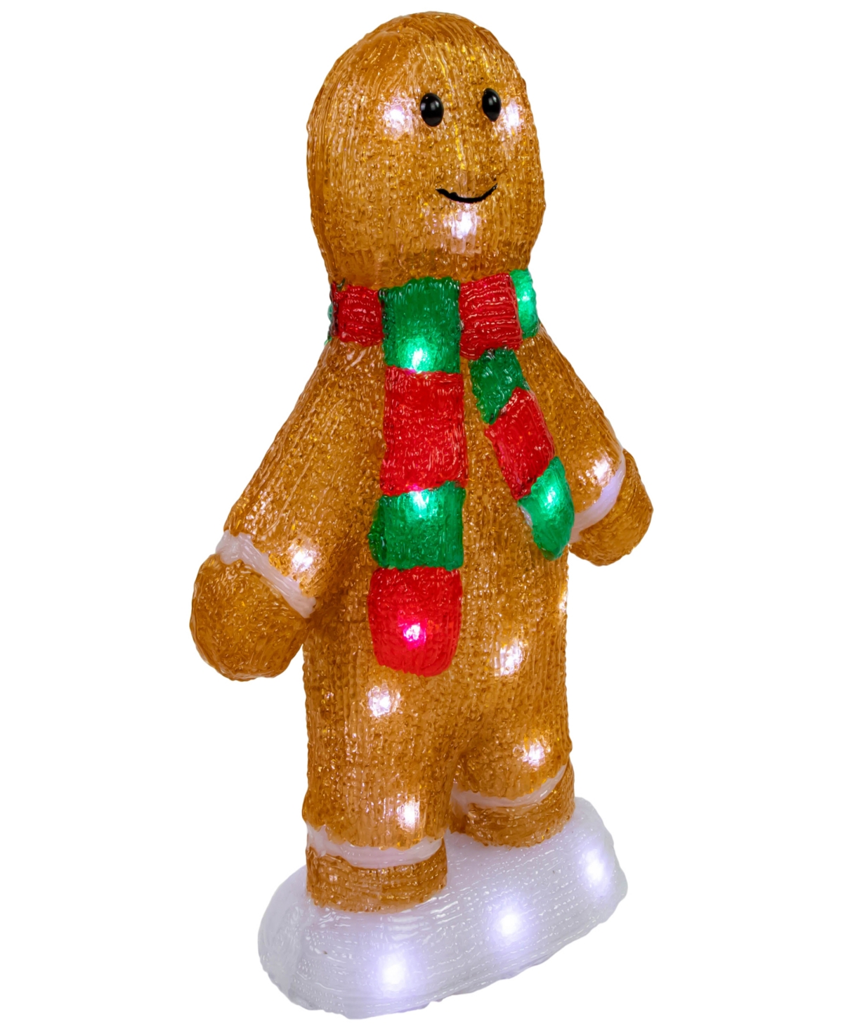 Shop Northlight 14" Light Emitting Diode (led) Lighted Acrylic Gingerbread Man With Scarf Outdoor Christmas Decorati In Brown