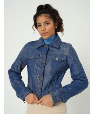 Women's Authentic Western Leather Jacket, Aging Blue