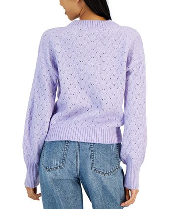 Sugar Moon Juniors' NYC Alliance Pointelle Lurex Sweater - Macy's