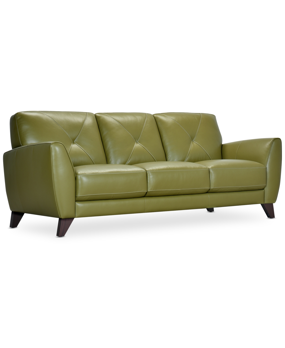 Macy's Myia 85" Leather Sofa, Created For  In Apple Green