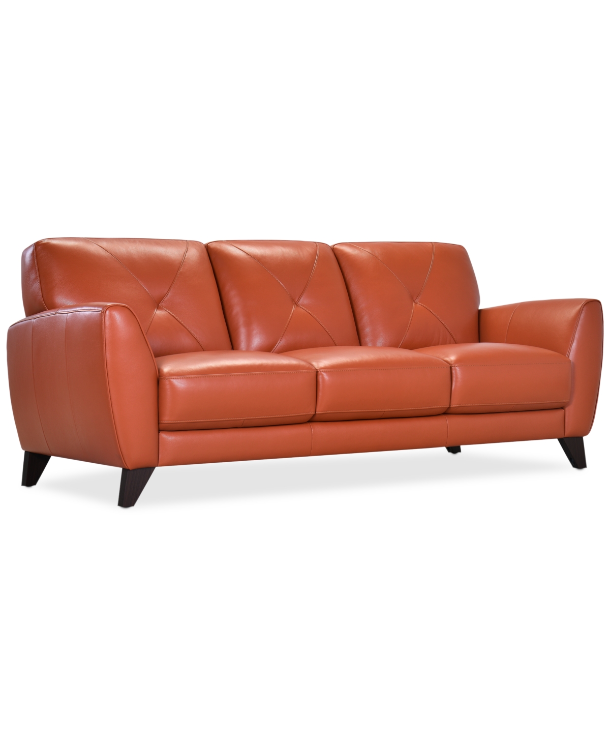 Macy's Myia 85" Leather Sofa, Created For  In Terracotta