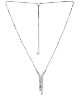 Cubic Zirconia Infinity Frontal Drop Adjustable Necklace (6.6 ct. t.w.) in 18K Sterling Silver or Sterling Silver