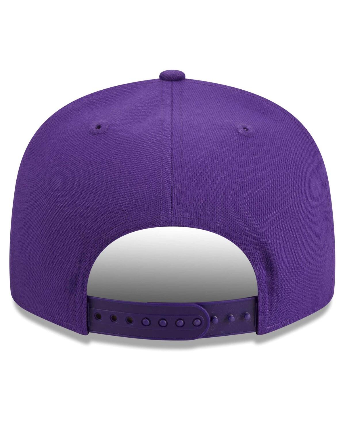 Shop New Era Men's  Purple Los Angeles Lakers Golden Tall Text 9fifty Snapback Hat